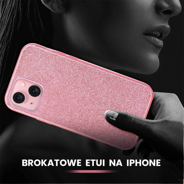 etui do iphone 13, brokatowe, silikonowe, różowe