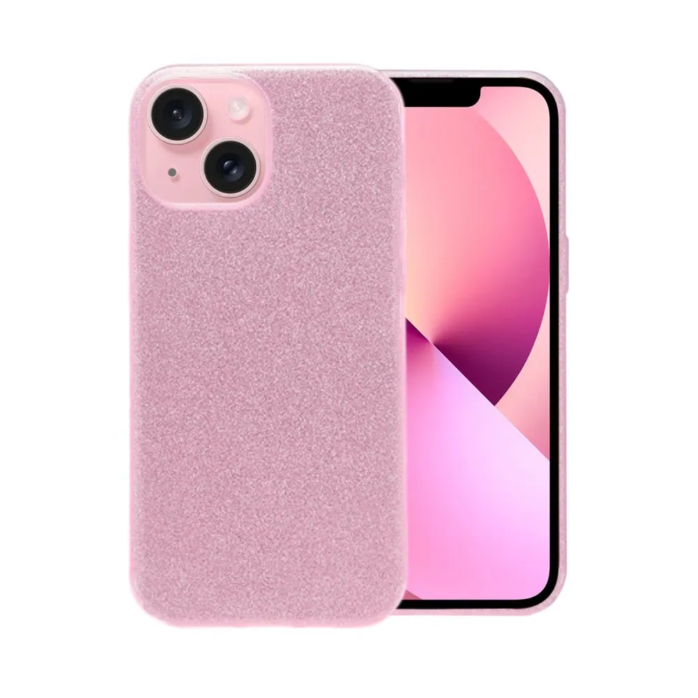 etui do iphone 13, brokatowe, silikonowe, różowe