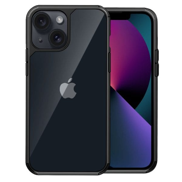 etui do iphone 13, przeźroczyste, matowe boki, twardy tył, czarne