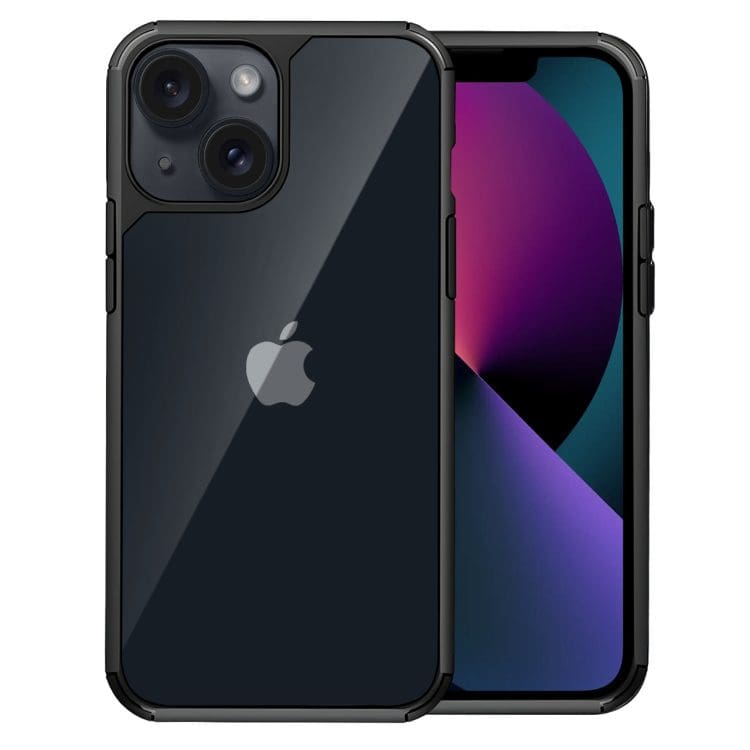 etui do iphone 13, przeźroczyste, matowe boki, twardy tył, czarne