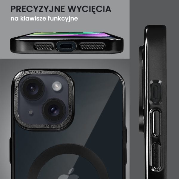 etui do iphone 14 skin shield, cienkie, twardy tył, titanium finish, czarne
