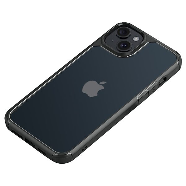etui do iphone 14, przeźroczyste, matowe boki, twardy tył, czarne