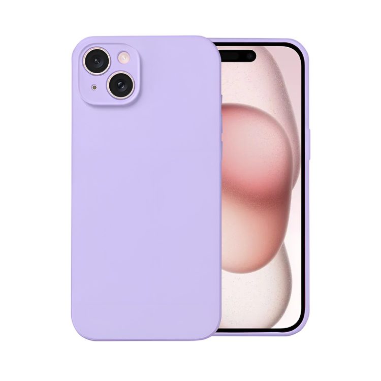 etui do iphone 14 silikonowe z mikrofibrą soft touch z osłoną na aparat, liliowe