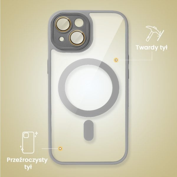etui do iphone 15 magsafe hybrid color cienkie z kolorową ramką i ochroną aparatu, tytanowe