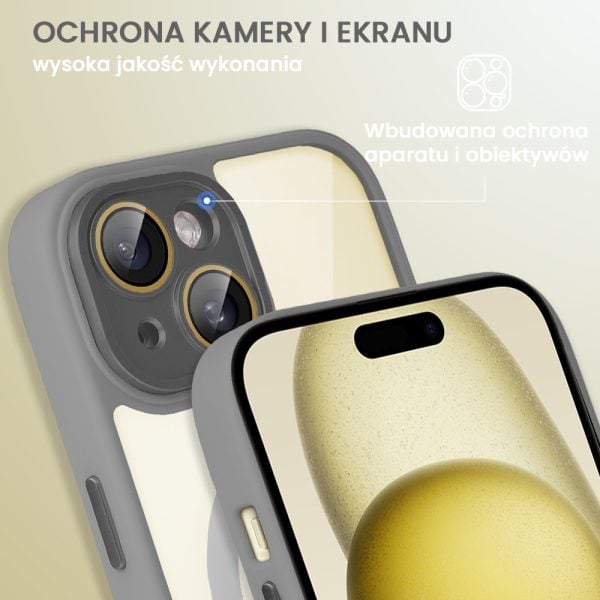 etui do iphone 15 magsafe hybrid color cienkie z kolorową ramką i ochroną aparatu, tytanowe