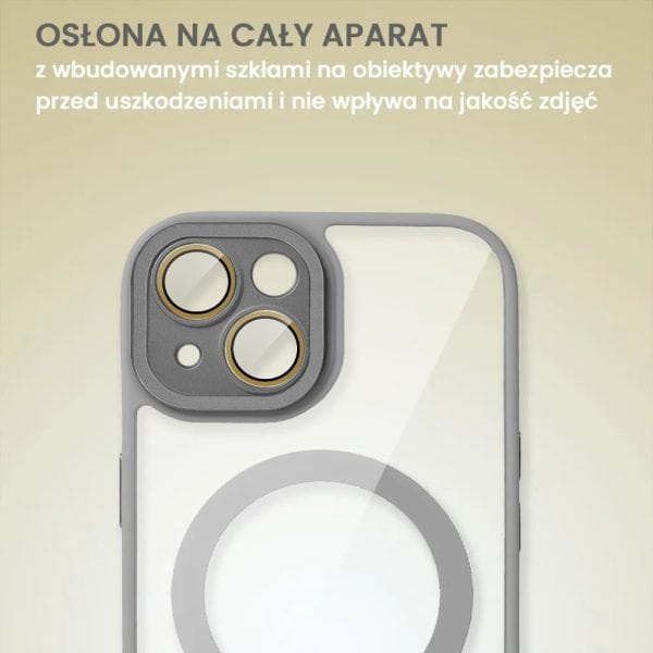 etui do iphone 15 magsafe hybrid color cienkie z kolorową ramką i ochroną aparatu, tytanowe