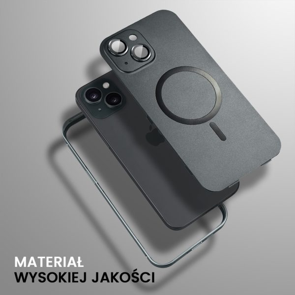 etui do iphone 15 plus metal solid magsafe, pełny tył z metalową ramką i osłoną aparatu, czarne