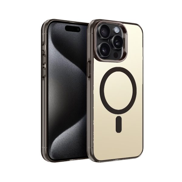etui do iphone 15 pro deep color z magsafe, cienkie, z twardym tyłem, czarne