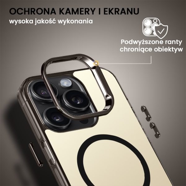 etui do iphone 15 pro deep color z magsafe, cienkie, z twardym tyłem, czarne