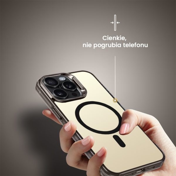 etui do iphone 15 pro deep color z magsafe, cienkie, z twardym tyłem, czarne