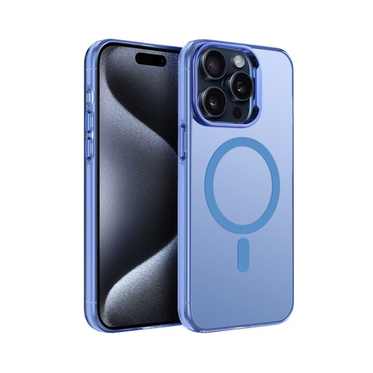etui do iphone 15 pro max deep color z magsafe, cienkie, z twardym tyłem, niebieskie
