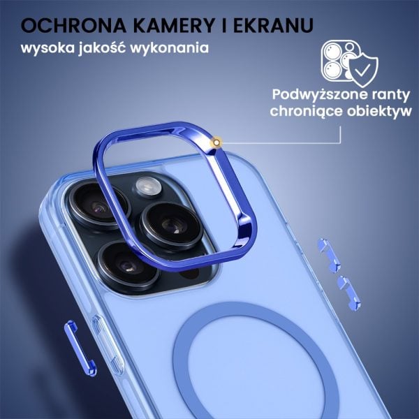 etui do iphone 15 pro max deep color z magsafe, cienkie, z twardym tyłem, niebieskie