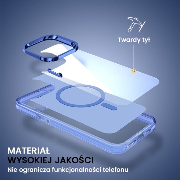 etui do iphone 15 pro max deep color z magsafe, cienkie, z twardym tyłem, niebieskie