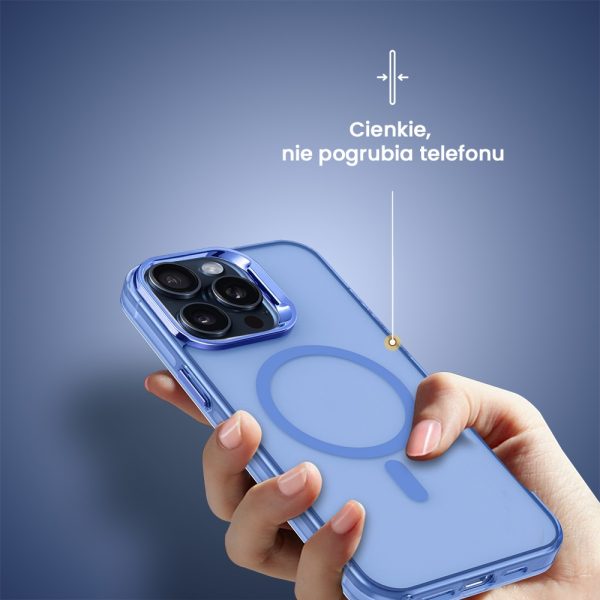 etui do iphone 15 pro max deep color z magsafe, cienkie, z twardym tyłem, niebieskie