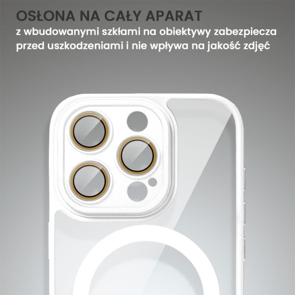 etui do iphone 15 pro max magsafe hybrid color cienkie z kolorową ramką i ochroną aparatu antyczna biel