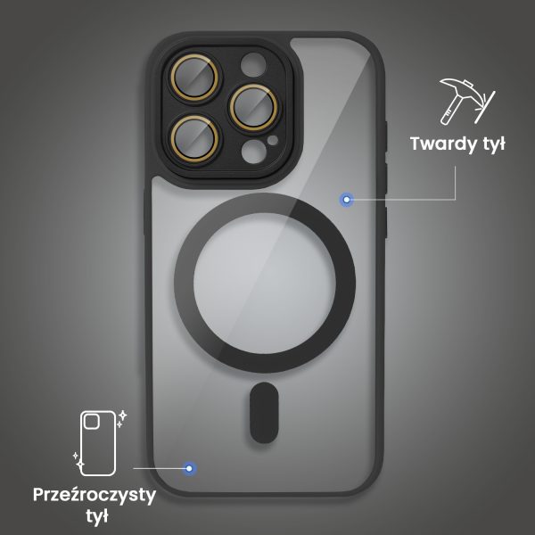 etui do iphone 15 pro max magsafe hybrid color cienkie z kolorową ramką i ochroną aparatu, czarne