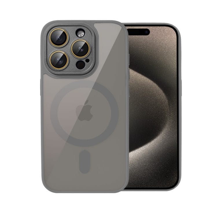 etui do iphone 15 pro max magsafe hybrid color cienkie z kolorową ramką i ochroną aparatu, tytanowe