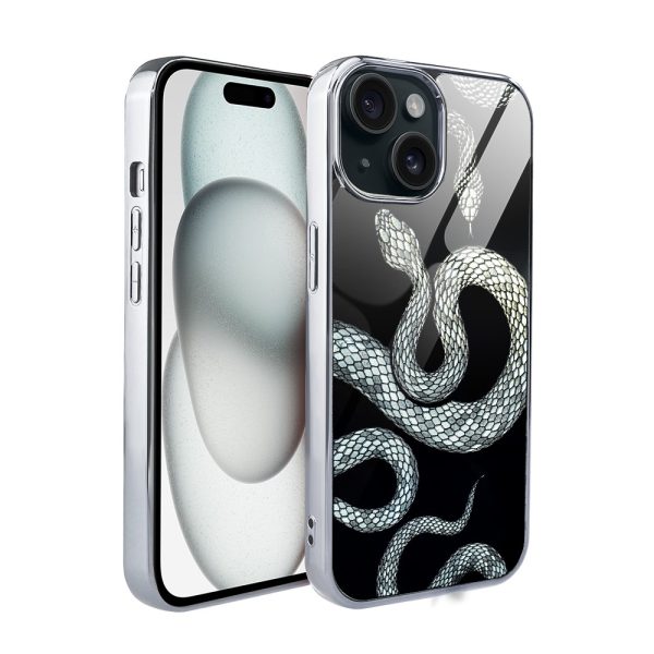 etui do iphone 15, golden glass, szklany tył, węże ze złotem, złote (kopia)