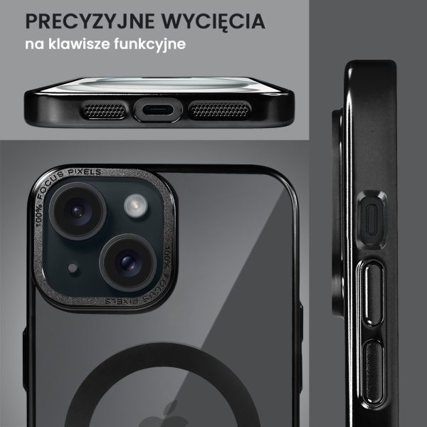 etui do iphone 15 skin shield, cienkie, twardy tył, titanium finish, czarne