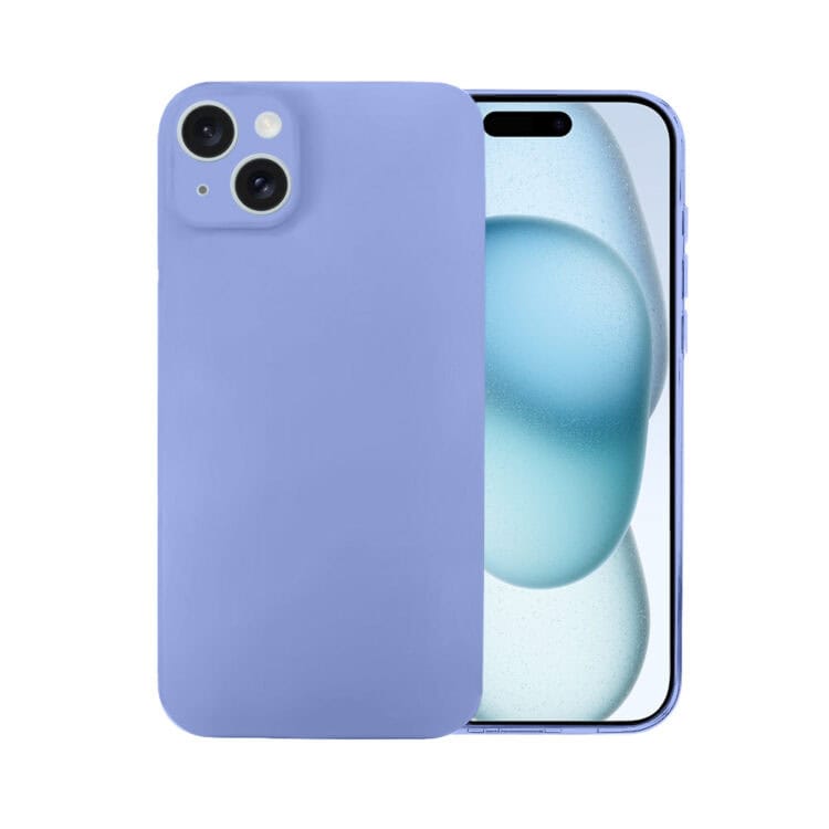 Etui do iPhone 15 silikonowe z mikrofibrą soft touch z osłoną na aparat, fioletowe liliowe (2)