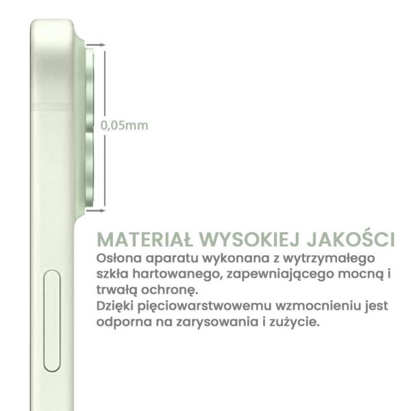 metalowa osłona obiektywów szkło na aparat iphone 15, jasna zieleń