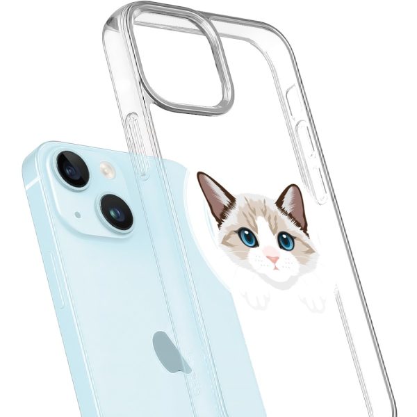 etui do iphone 14 plus, twardy tył, kot birmański, przeźroczyste (kopia)