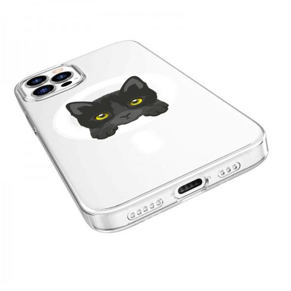 etui do iphone 12 pro, twardy tył, kot bombajski, przeźroczyste