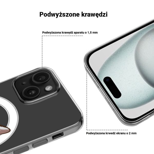 etui do iphone 15, twardy tył, kot birmański, przeźroczyste