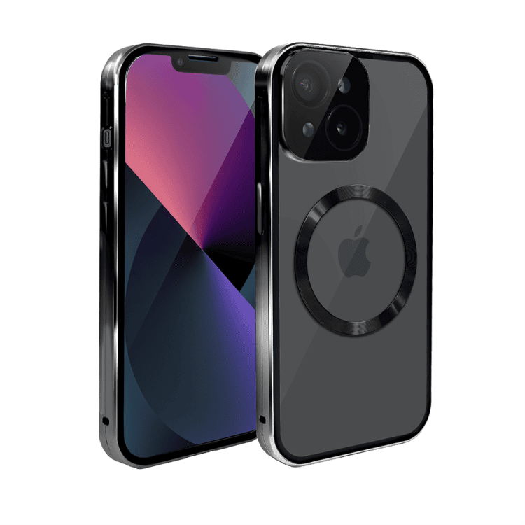 obudowa do iphone 13 pancerna szyba i aluminium 360° przód + tył magnetyczna, z magsafe i osłoną aparatu, czarna