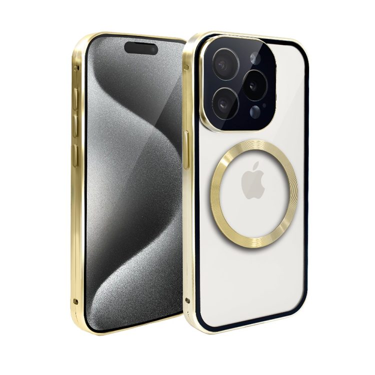 obudowa do iphone 15 pro max pancerna szyba i aluminium 360° przód + tył magnetyczna, z magsafe i osłoną aparatu, tytanowa (kopia)