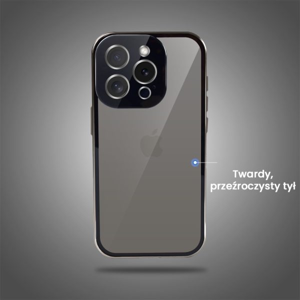 obudowa do iphone 15 pro pancerna szyba i aluminium 360° przód + tył magnetyczna, z srebrnym pierścieniem na osłonie aparatu, tytanowa