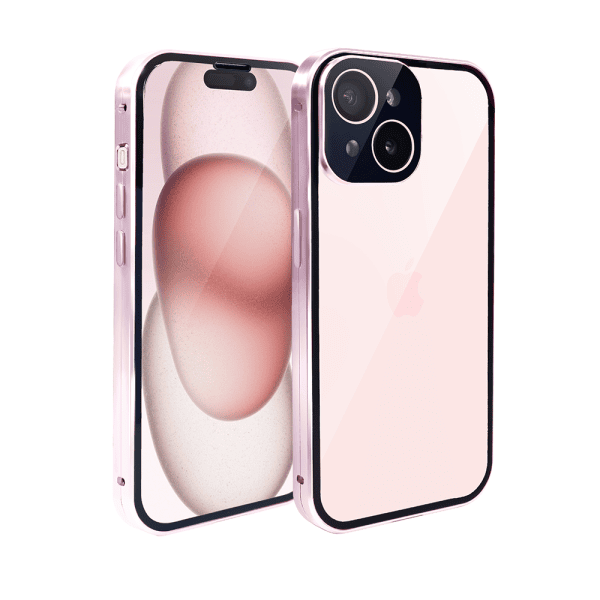 obudowa do iphone 15 pancerna szyba i aluminium 360° przód + tył magnetyczna, z osłoną aparatu, fioletowa (kopia)
