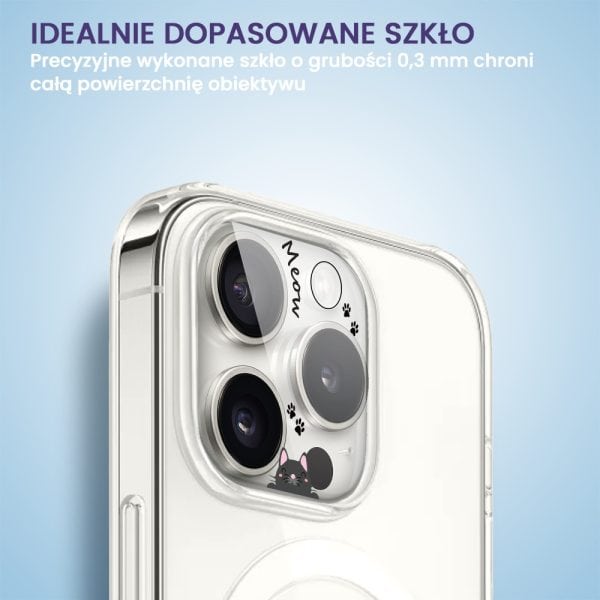 iphone 15 pro pełne szkło hartowane na cały aparat, kamerę, czarny kotek