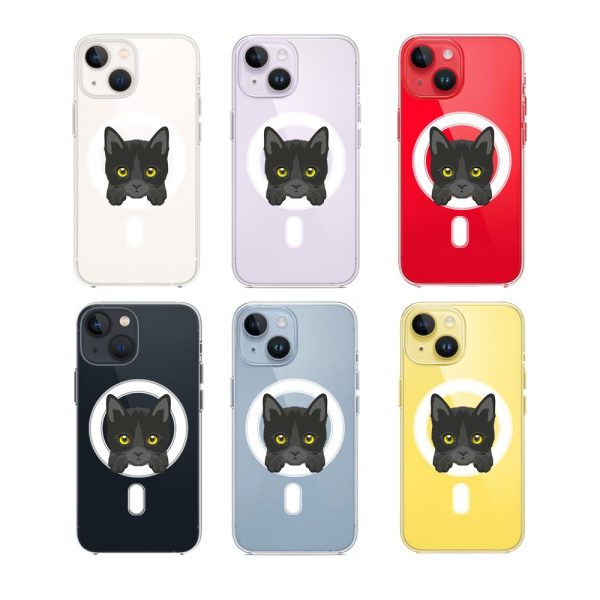 etui do iphone 14, twardy tył, kot bombajski, przeźroczyste