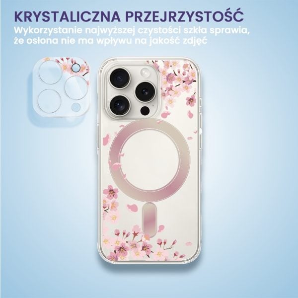 iphone 15 pro pełne szkło hartowane na cały aparat, kamerę, niebieskie kwiaty (kopia)