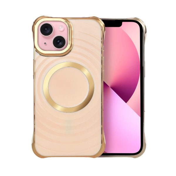 etui do iphone 13 fashion gold magsafe, ochrona anti shock, różowe