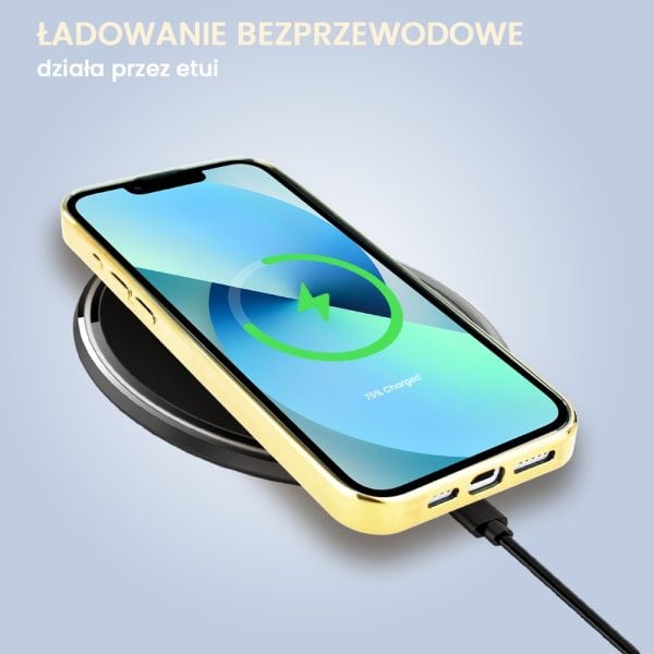 etui do iphone 13, golden glass 3d, szklany tył, złota mapa świata z napisem golden visa