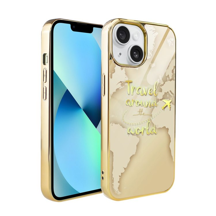 etui do iphone 13, golden glass 3d, szklany tył, złota mapa świata z napisem golden visa (kopia)