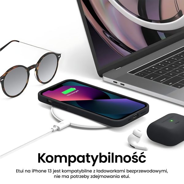 etui do iphone 13 soft lux matowe z mikrofibrą, trójwarstwowa ochrona, czarne