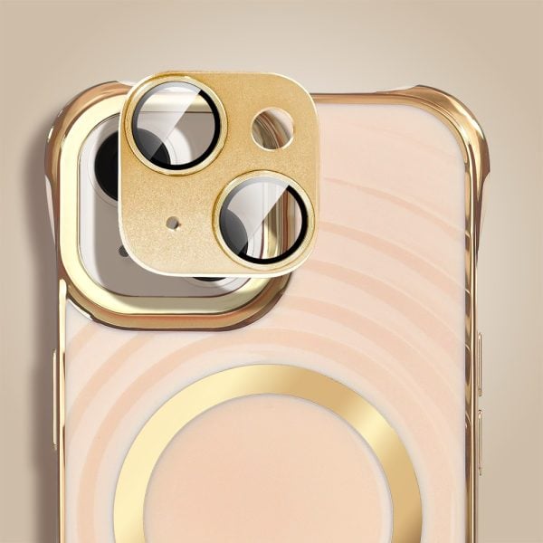 etui do iphone 14 fashion gold magsafe, ochrona anti shock, różowe