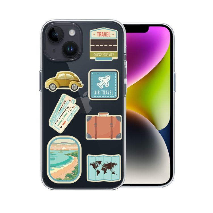 etui do iphone 15 plus, przeźroczyste, naklejki z podróży (kopia)