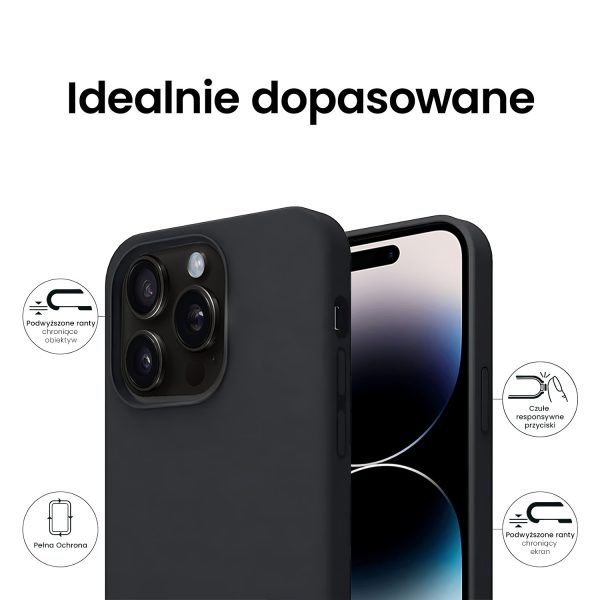 etui do iphone 14 pro max soft lux matowe z mikrofibrą, trójwarstwowa ochrona, czarne