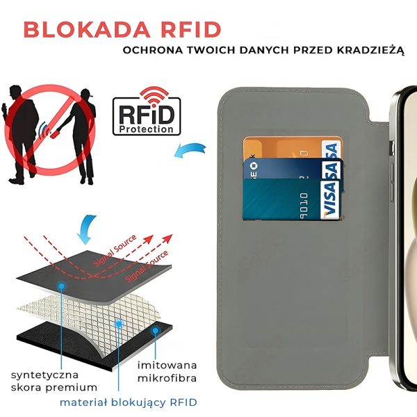 etui do iphone 15 plus typu książka book magsafe lens protect, z klapką, tytanowe