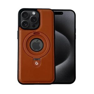 etui do iphone 15 pro max slim leather magsafe stand z podstawką i widocznym logo, brązowe