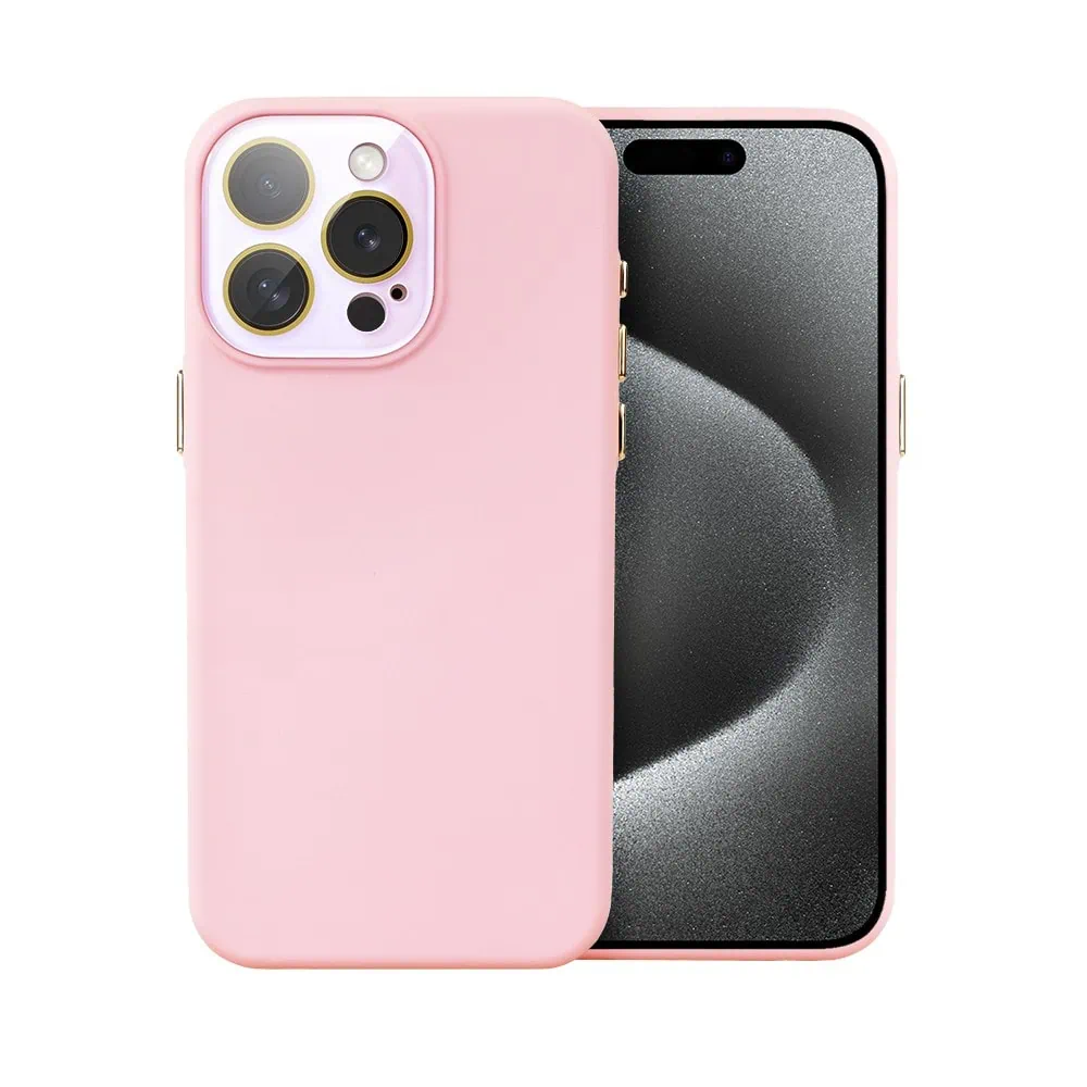 etui do iphone 15 pro max soft silicone protect, z osłoną aparatu, różowe