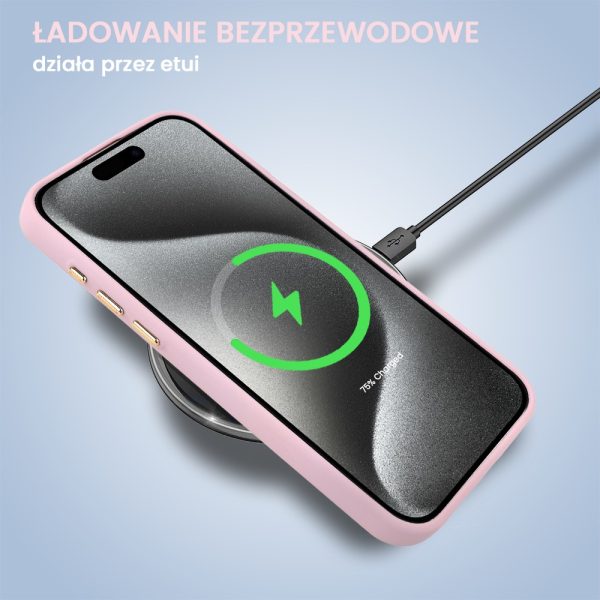 etui do iphone 15 pro max soft silicone protect, z osłoną aparatu, różowe