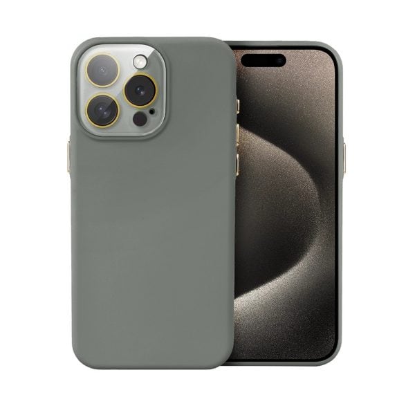 etui do iphone 15 pro max soft silicone protect, z osłoną aparatu, szare