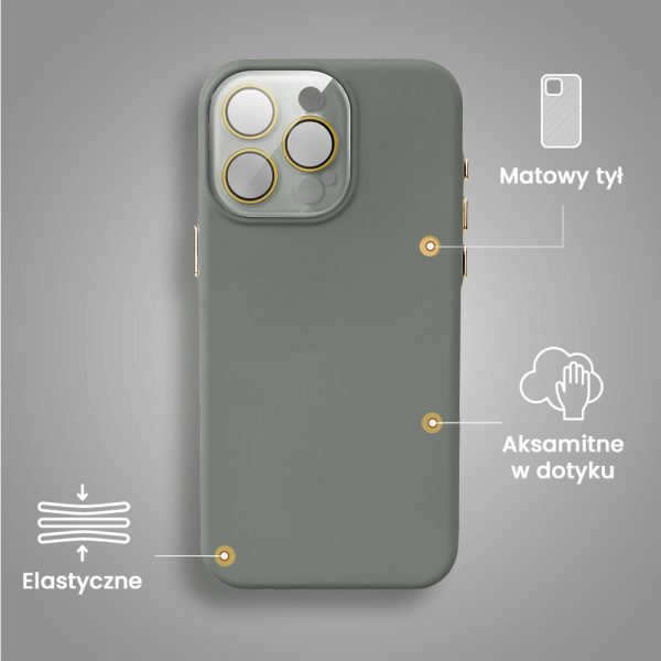 etui do iphone 15 pro max soft silicone protect, z osłoną aparatu, szare