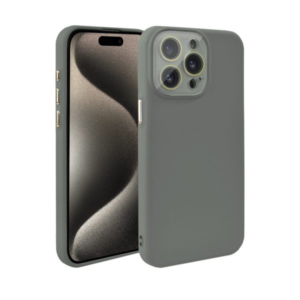 etui do iphone 15 pro max soft silicone protect, z osłoną aparatu, szare