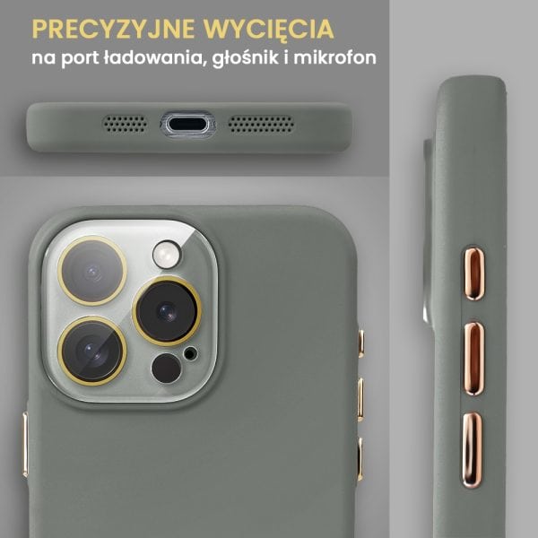 etui do iphone 15 pro max soft silicone protect, z osłoną aparatu, szare